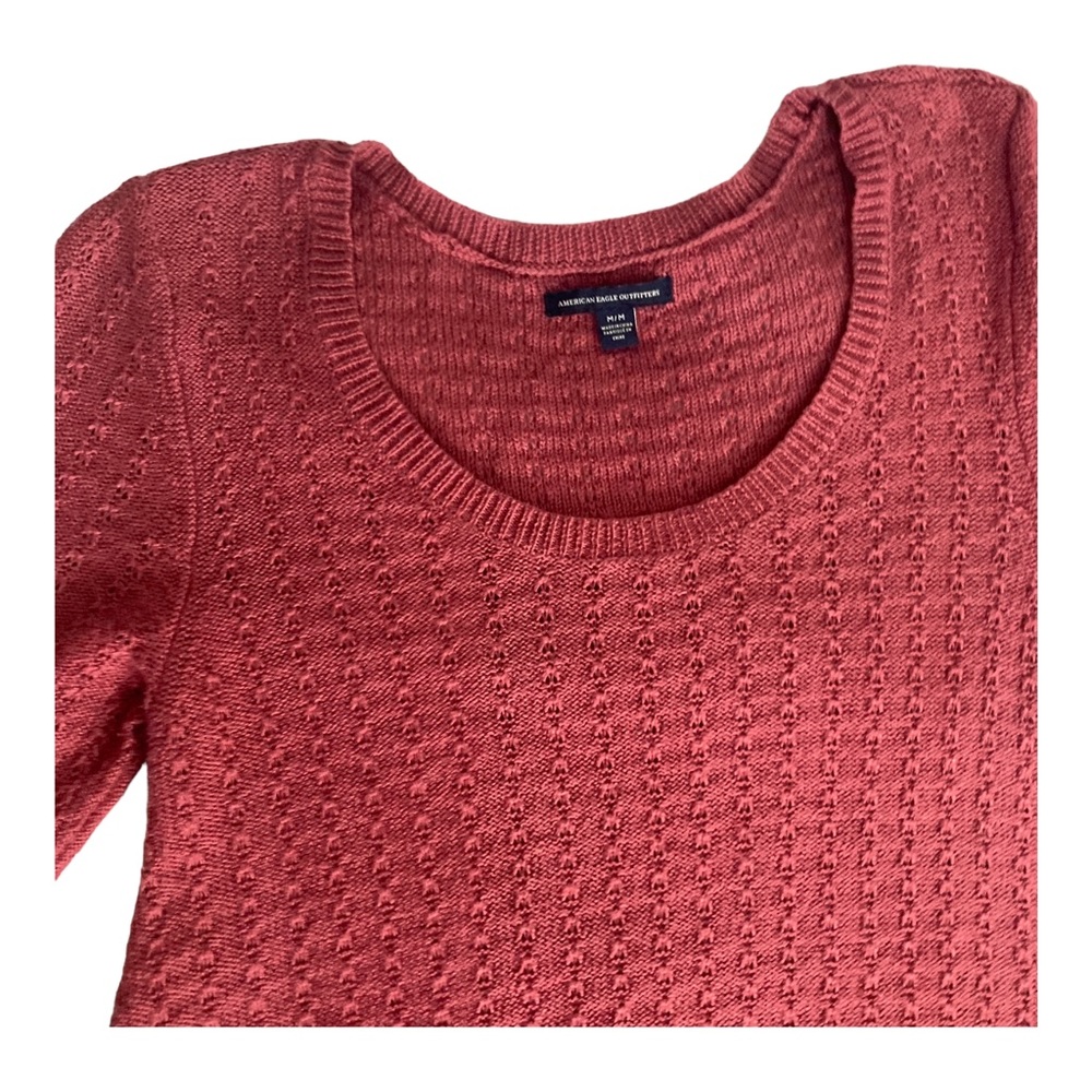 American Eagle Outfitters  M Pink Fit and Flare Knit Scoop Neck Sweater Dress - Picture 4 of 17